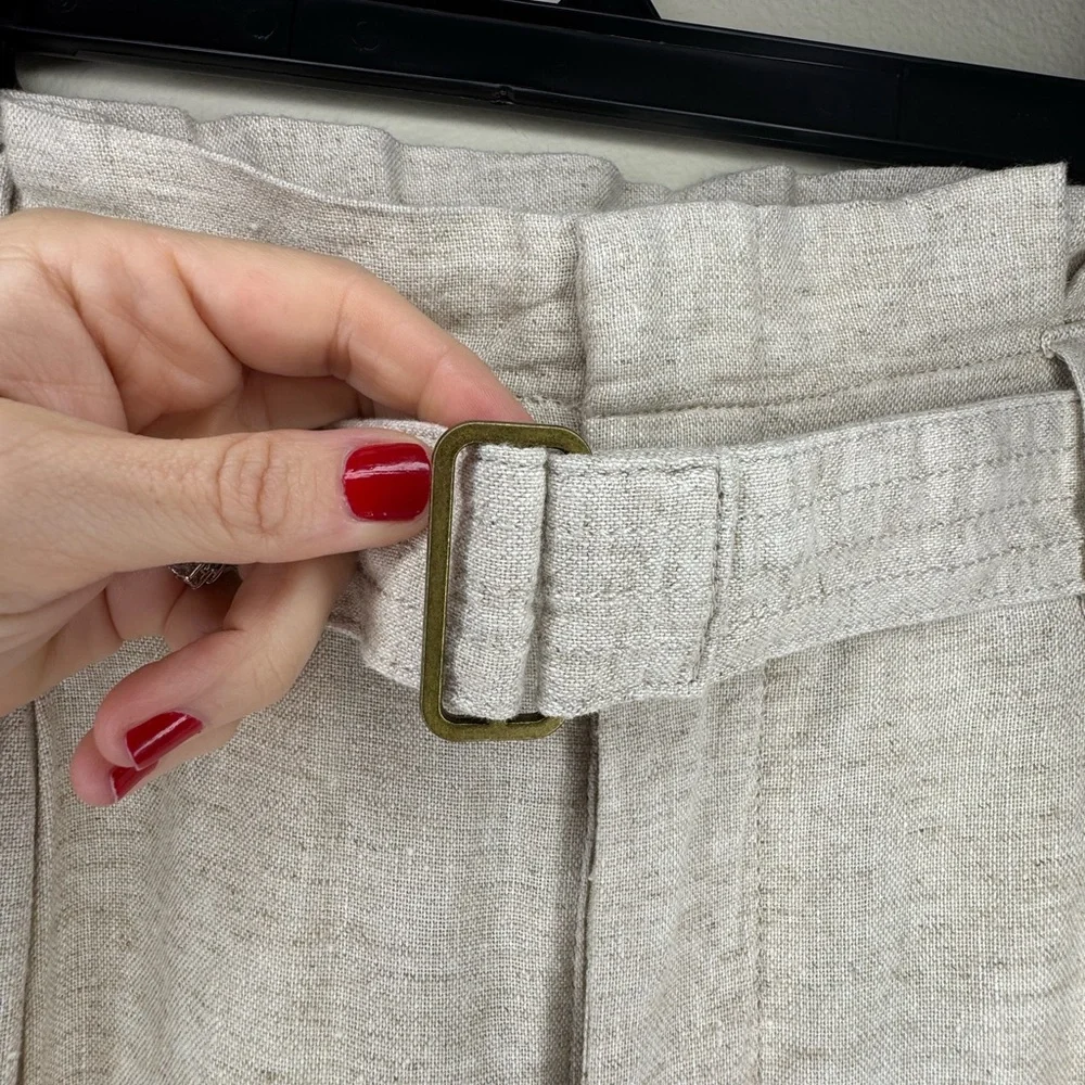 Banana Republic Linen-Blend Wide-Leg Pants w/ Belt Women's Petite 6